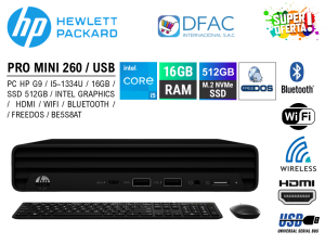 PC HP MINI  PC PRO 260 G9 I5-1334U / 16GB / SSD512G / FREEDOS / BE5S8AT / TECLADO / MOUSE