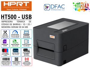 IMPRESORA TRANSFERENCIA TÉRMICA DE ETIQUETAS Y CÓDIGOS DE BARRAS HPRT HT500 / USB / ETHERNET / BLUETOOTH / 1D / 2D / MEMORIA SDRAM DE 64 MB