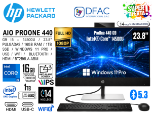 AIO HP PROONE 440 G9 I5 - 14500U / 16GB / 1TB SSD / WINDOWS 11 PRO / 23.8" PULGADAS / WIFI / HDMI / USB / BLUETOOTH / BT2B6LA-ABM