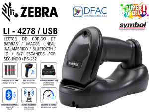 LECTOR DE CÓDIGO DE BARRAS SYMBOL ZEBRA LI4278 / IMAGER LINEAL INALÁMBRICO / 1D / BLUETOOTH / 547 ESCANEOS POR SEGUNDO