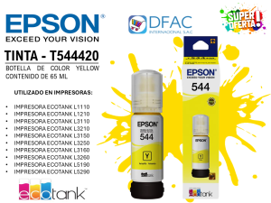 BOTELLA DE TINTA DE COLOR YELLOW T544420-AL / CONTENIDO DE 65 ML ORIGINAL