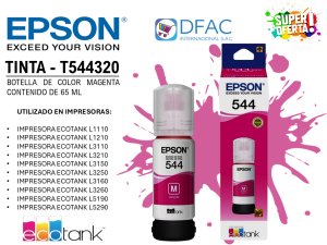 BOTELLA DE TINTA DE COLOR MAGENTA T544320-AL / CONTENIDO DE 65 ML