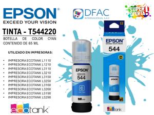 BOTELLA DE TINTA DE COLOR CYAN T544220-AL / CONTENIDO DE 65 ML