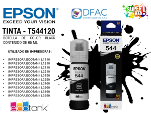 BOTELLA DE TINTA DE COLOR BLACK T544120-AL / CONTENIDO DE 65 ML