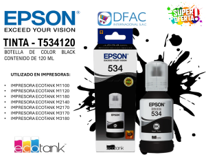 BOTELLA DE TINTA DE COLOR BLACK T534120-AL / CONTENIDO DE 120 ML