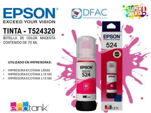 BOTELLA DE TINTA DE COLOR MAGENTA T524320-AL / CONTENIDO DE 70 ML