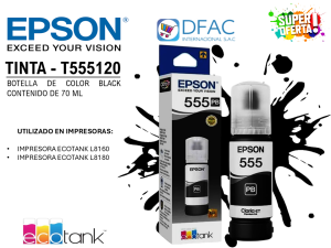 BOTELLA DE TINTA DE COLOR BLACK T555120-AL / CONTENIDO DE 70 ML