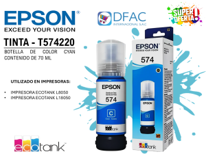 BOTELLA DE TINTA DE COLOR CYAN T574220-AL / CONTENIDO DE 70 ML