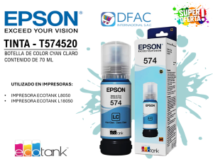 BOTELLA DE TINTA DE COLOR CYAN CLARO T574520-AL / CONTENIDO DE 70 ML