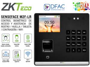 CONTROL DE ASISTENCIA Y ACCESO ZKTECO SENSEFACE M2F-LR / HUELLA / ROSTRO / TARJETA / CONTRASEÑA / WIFI